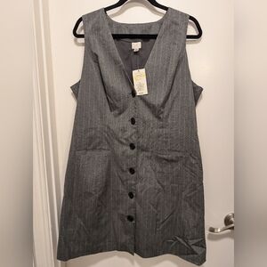 A New Day Gray V-Neck Sheath Midi Dress